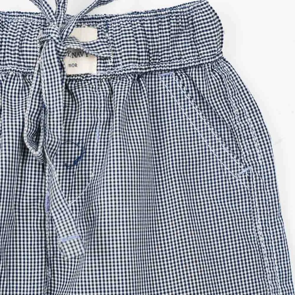 Blue Checked Printed Cotton Pants