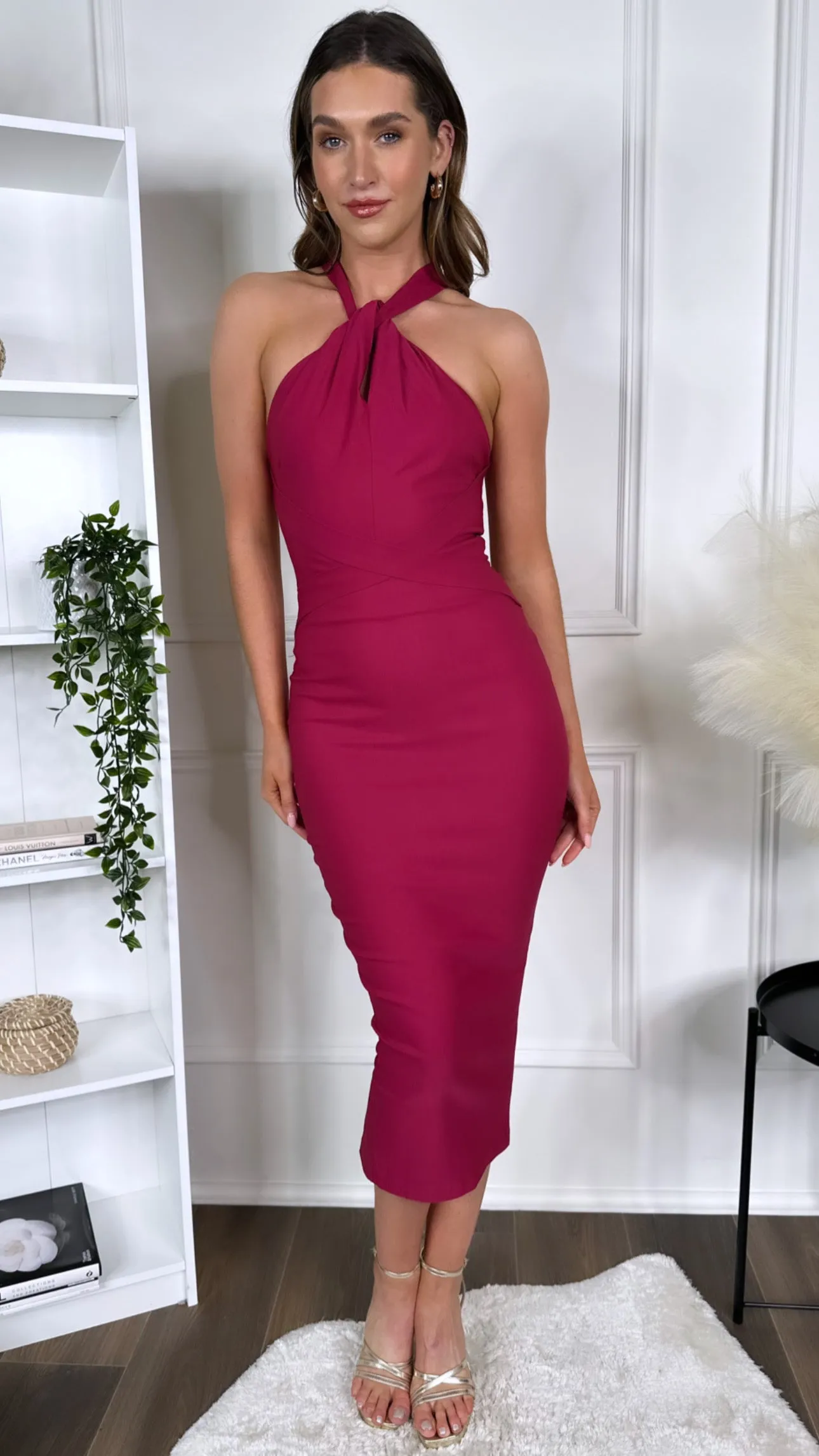 Cezanne Rasberry Midaxi Dress