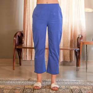 Cotton Pant For Women | Straight Fit | Blue