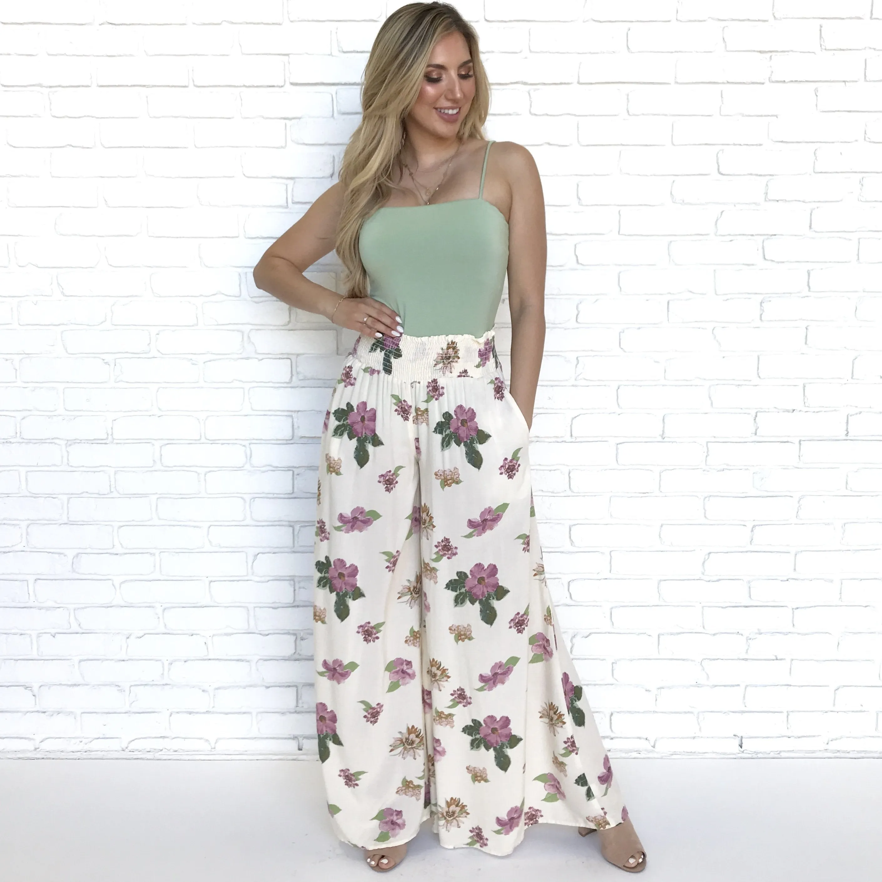 Floral Approach Wide Leg Trouser Pants