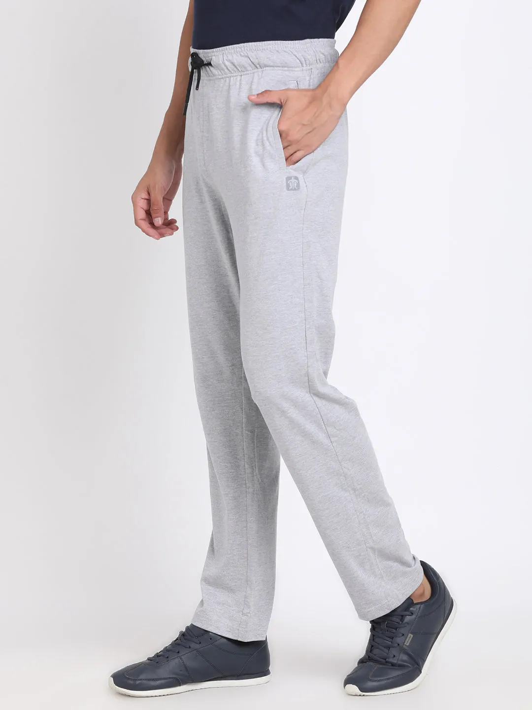 Grey Melange Slim Fit Single Jersey Men's Track Pants
