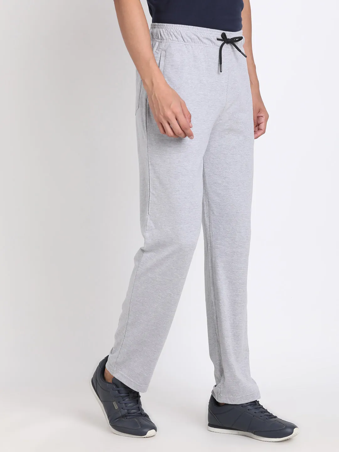 Grey Melange Slim Fit Single Jersey Men's Track Pants