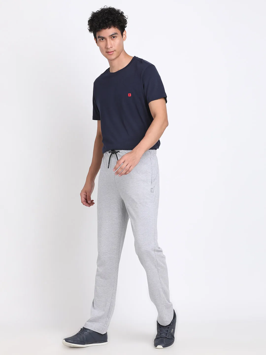 Grey Melange Slim Fit Single Jersey Men's Track Pants