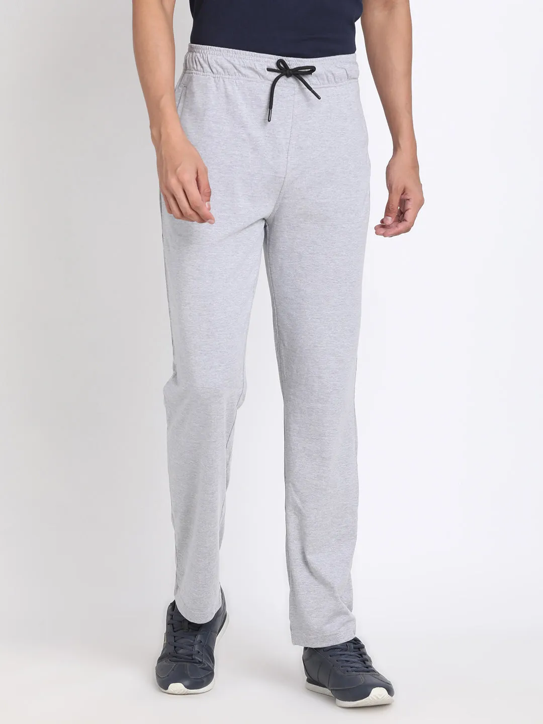 Grey Melange Slim Fit Single Jersey Men's Track Pants