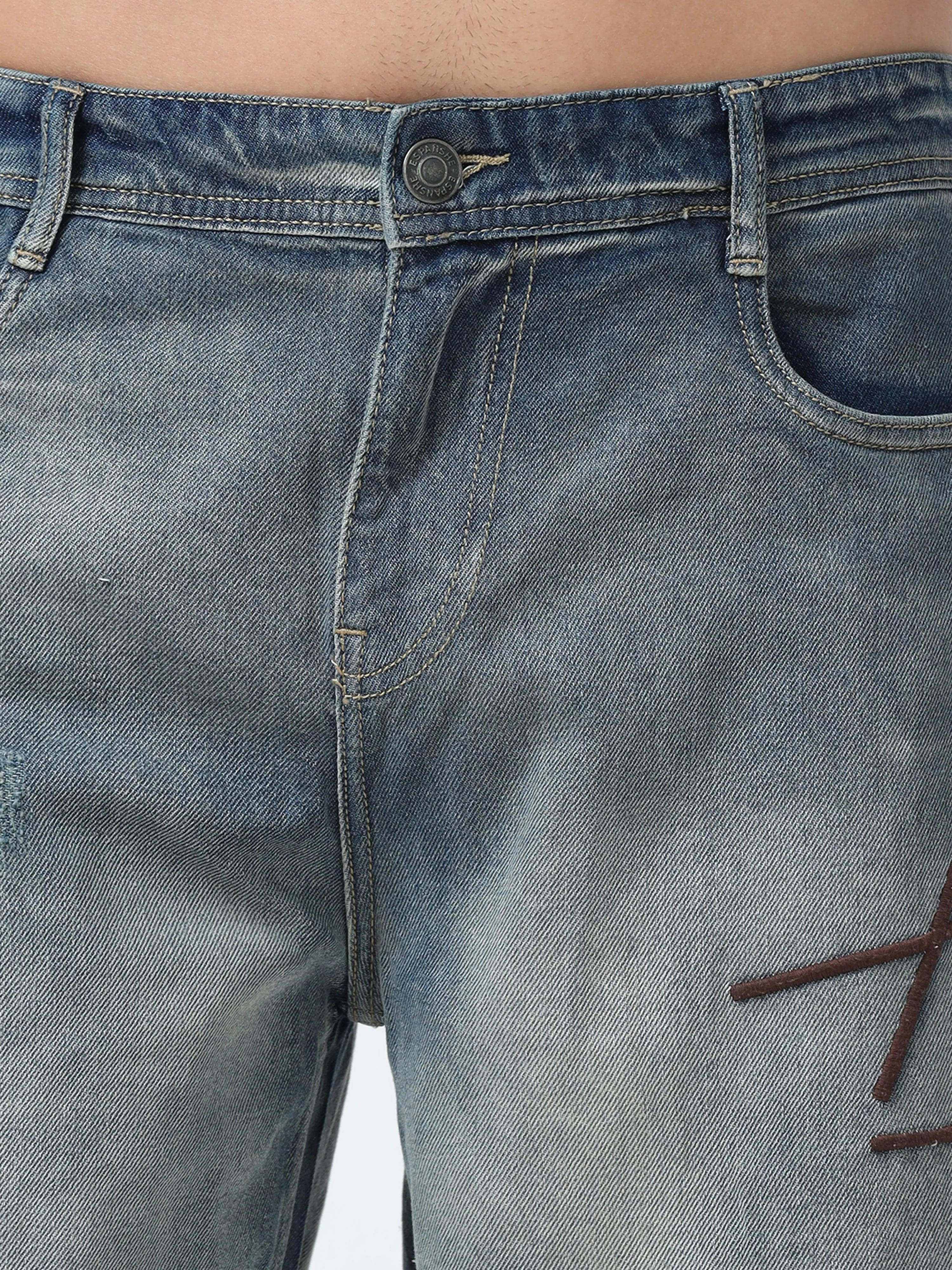 Imogen - Embroidered Loose fit Jeans - Blue Fade