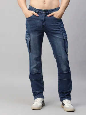 Mens Straight Fit Utility Denim Cargos