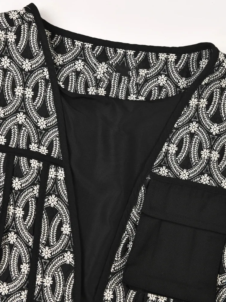 Pre Order:  Black Irregular Sleeveless Bandage V-Neck Vest