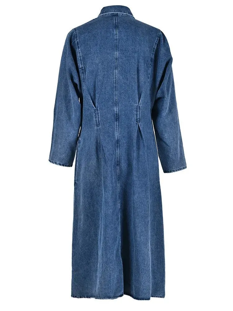 Pre Order:  Zip-Up Mid-Calf Denim Dress