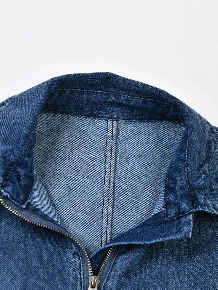 Pre Order:  Zip-Up Mid-Calf Denim Dress
