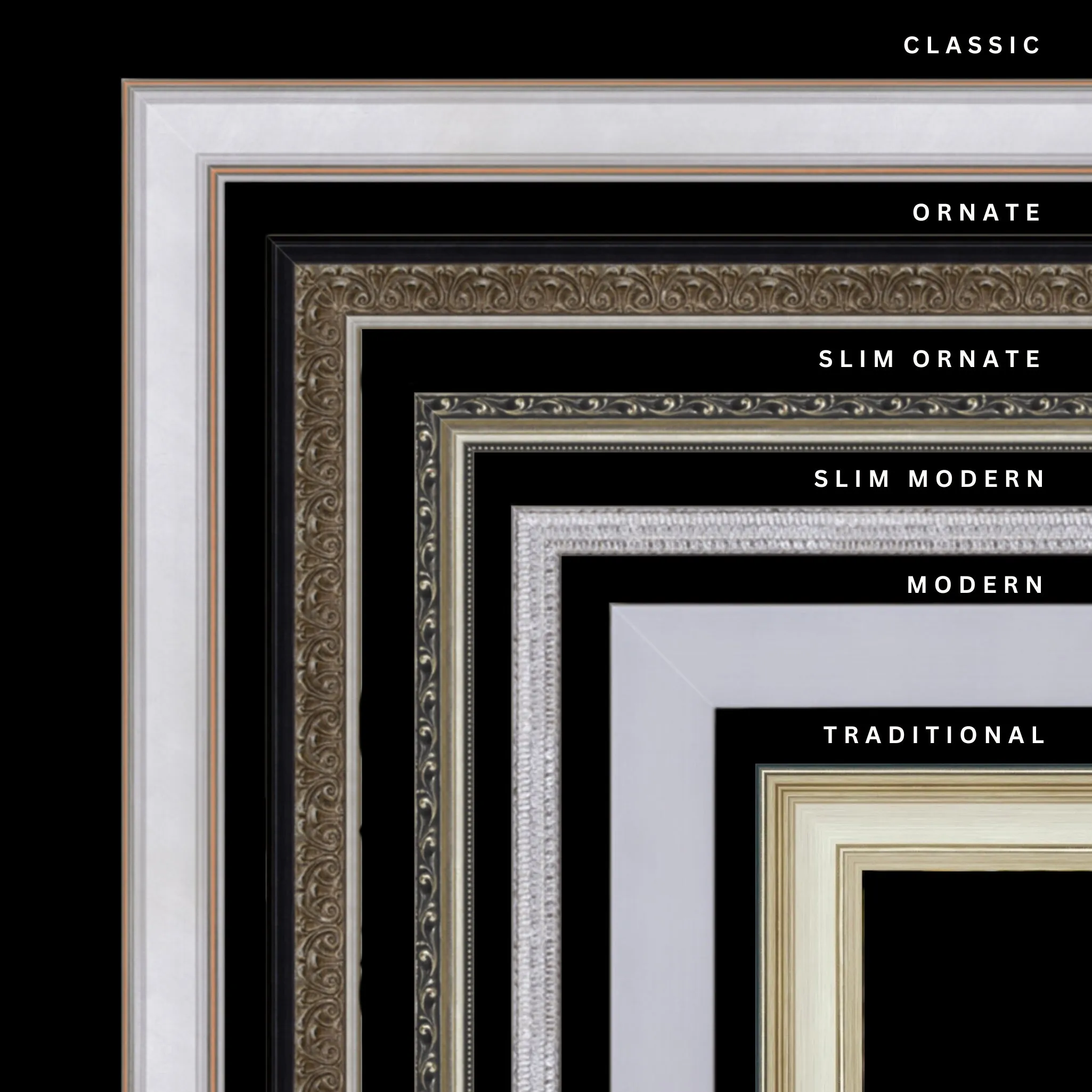 Silver 43x20 Picture Frame Ornate Traditional Classic Antique