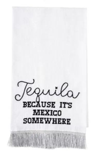 Silver Fringe Tea Towel - 3 Styles