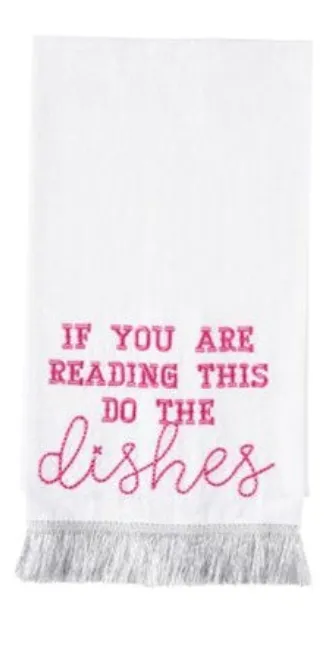 Silver Fringe Tea Towel - 3 Styles