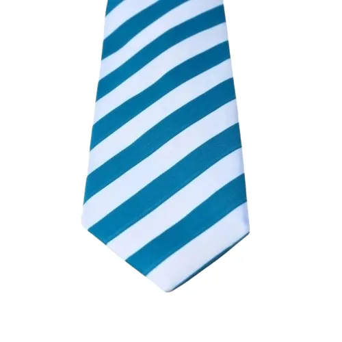 Sky Blue and White Classic Striped Tie