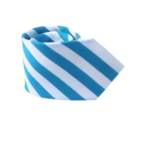 Sky Blue and White Classic Striped Tie
