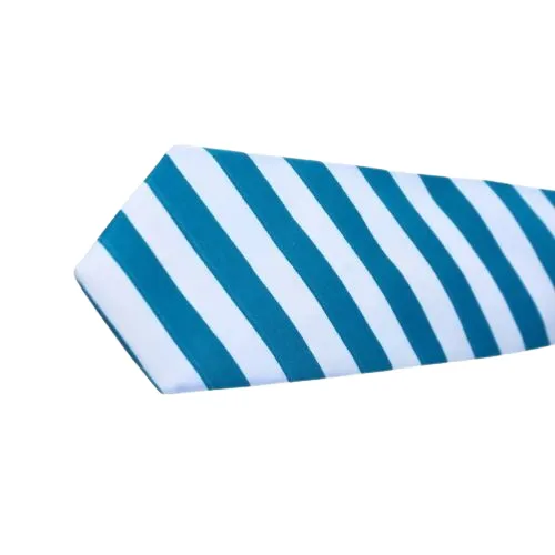 Sky Blue and White Classic Striped Tie