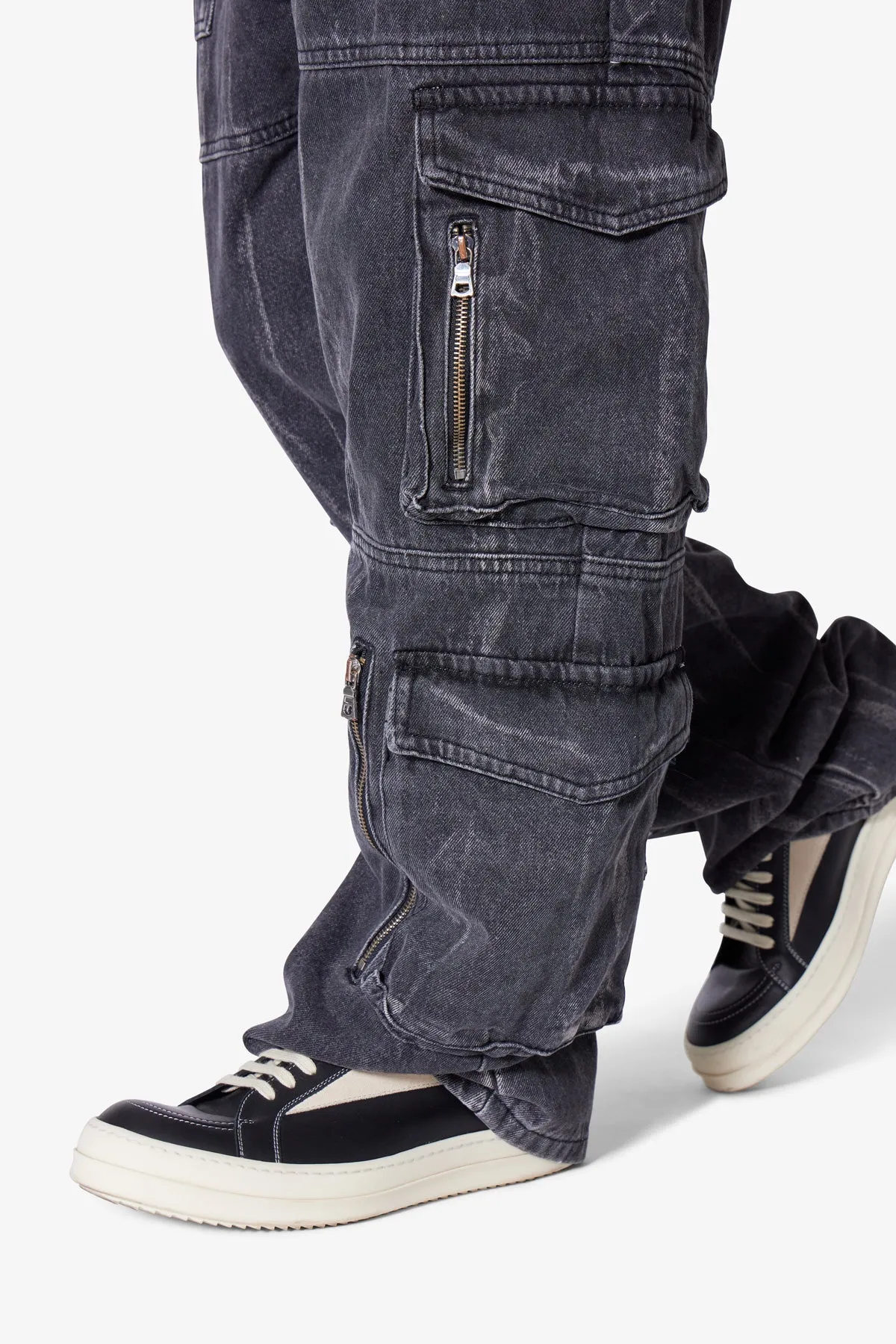 Ultra Baggy Asphalt Cargo Denim - Washed Black